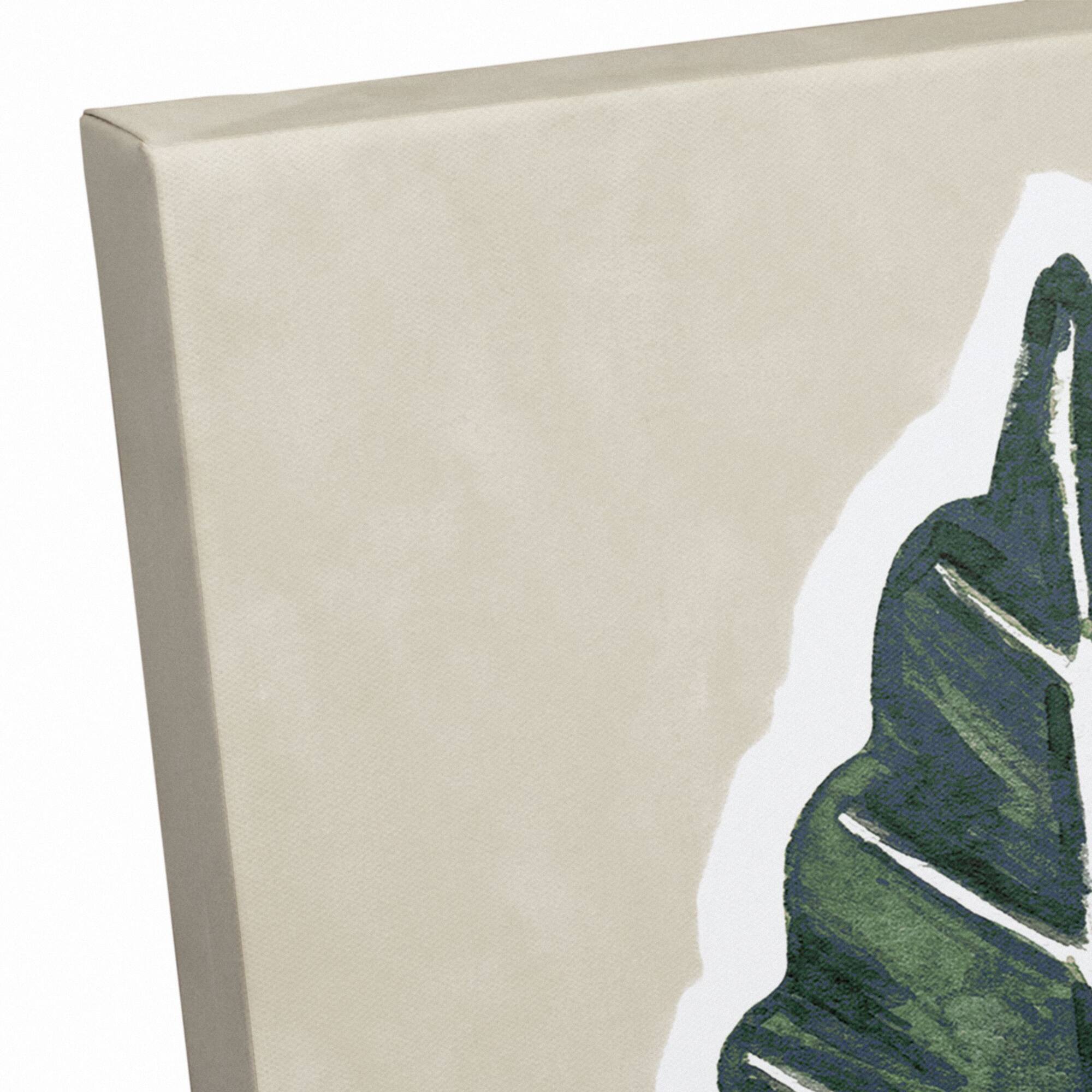 Tropical Leaf With Navy 11" x 14" Canvas Wall Art